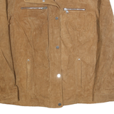 THE OUTWEAR Womens Beige Leather Zip Jacket L Suede Finish Stylish Outerwear