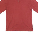 BARACUTA Mens Red Short Sleeve Plain Polo Shirt L Silk Blend Classic Fit