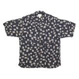JOSEPH & FEISS Mens Black & Beige Silk Printed Shirt M Relaxed Fit Casual