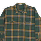 CA Mens Green & Yellow Check Shirt 2XL Long Sleeve Button Front Zipper Pockets