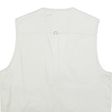 QKM Mens White Cotton Blend Utility Jacket L Multi Pocket Zip Casual