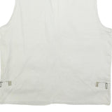 QKM Mens White Cotton Blend Utility Jacket L Multi Pocket Zip Casual