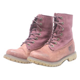 TIMBERLAND Womens Lace-Up Boots Pink Polyester UK 4 Comfortable Durable