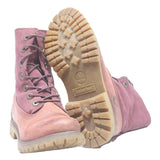 TIMBERLAND Womens Lace-Up Boots Pink Polyester UK 4 Comfortable Durable