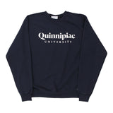 Quinnipiac University Champion Spellout Sweatshirt - Medium Black Cotton Blend
