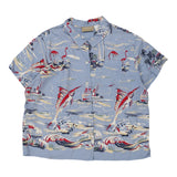 Age 11-12 Liz Claiborne Hawaiian Shirt - Medium Blue Cotton Blend