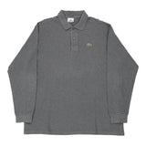 Vintage Lacoste Long Sleeve Polo Shirt - 2XL Grey Cotton
