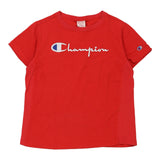 Champion Spellout T-Shirt - Small Red Cotton