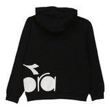 Age 11-12 Diadora Spellout Hoodie - Medium Black Cotton Blend