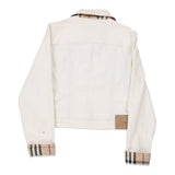 Vintage Age 10 Burberry Novacheck Denim Jacket - Small White Cotton