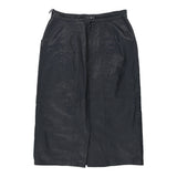 Vintage navy Classic Pelz Leder Skirt - womens 27" waist