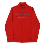 Age 13-14 Champion Spellout Zip Up - XL Red Cotton Blend