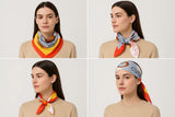 Anyyou Fashion Premium Satin Square Scarf -Orange Silk Feel Neckwrap for Women