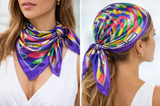 Anyyou Fashion Premium Satin Square Scarf – Purple Silk-Feel Neckwrap for Women
