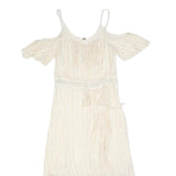 FREE PEOPLE Womens Cream & Silver Cold Shoulder Fit & Flare Woven Midi Dress