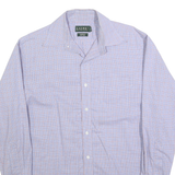 LAUREN RALPH LAUREN Mens Blue & Red Check Shirt L Classic Fit Cotton Long Sleeve