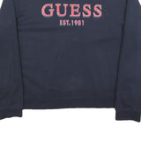 GUESS Womens Navy Blue Sweatshirt M Crew Neck Cotton Logo Print