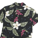 CARRIBEAN JOE Womens Black Floral Print Cotton Shirt S Tropical Summer Blouse