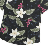 CARRIBEAN JOE Womens Black Floral Print Cotton Shirt S Tropical Summer Blouse