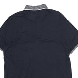 TED BAKER Mens Navy Blue Cotton Blend Short Sleeve Polo Shirt L Casual Smart