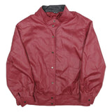 Womens Red Button Jacket M Plain Classic Fit Stand-Up Collar Stylish Outerwear