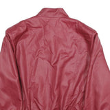 Womens Red Button Jacket M Plain Classic Fit Stand-Up Collar Stylish Outerwear