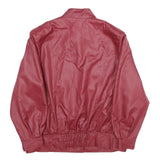 Womens Red Button Jacket M Plain Classic Fit Stand-Up Collar Stylish Outerwear