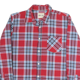 BIG STAR Mens Red & Blue Check Shirt M Cotton Long Sleeve Casual