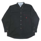 NAUTICA Mens Black Cotton Button Down Shirt XL Classic Logo Chest Pocket