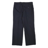 TOP MAN Mens Wool Blend Navy Regular Straight Trousers W31 L26 Pinstripe Zip