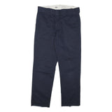 DICKIES Mens Cotton Blend Navy Slim Straight Trousers W32 L28 Workwear Casual