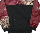 Mens Burgundy & Black Abstract Pattern Zip Jacket L Polyester Blend Casual Cool