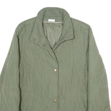 ERSTMUSTER Womens Green Quilted Jacket UK 12 Zip Closure Classic Fit
