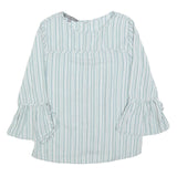 LAURA ASHLEY Womens Blue & White Striped Blouse 3/4 Sleeve Round Neck UK 20