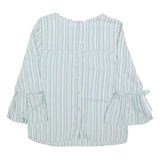LAURA ASHLEY Womens Blue & White Striped Blouse 3/4 Sleeve Round Neck UK 20