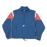 NIKE Womens Blue & Red Track Jacket M Polyester Blend Zip Collar