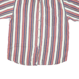 SAUCE Mens White & Red Striped Cotton Blend Shirt M Casual Summer Short Sleeve