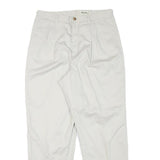 EDDIE BAUER Mens Relaxed White Cotton Blend Trousers W30 L29 Classic Zip Closure