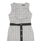 TOMMY HILFIGER Womens Black & White Shift Polyester Blend Sleeveless Knee Length