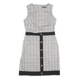 TOMMY HILFIGER Womens Black & White Shift Polyester Blend Sleeveless Knee Length