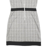 TOMMY HILFIGER Womens Black & White Shift Polyester Blend Sleeveless Knee Length