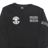 THUG LIFE Mens Black Crew Neck S Skull Print Cotton Blend Sweatshirt