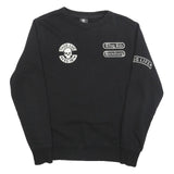 THUG LIFE Mens Black Crew Neck S Skull Print Cotton Blend Sweatshirt