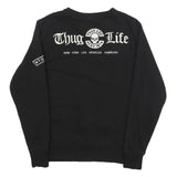 THUG LIFE Mens Black Crew Neck S Skull Print Cotton Blend Sweatshirt