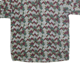 MICHAEL THOMAS Mens Burgundy Green & Cream Geometric Print Short Sleeve XL Polo