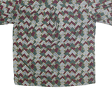 MICHAEL THOMAS Mens Burgundy Green & Cream Geometric Print Short Sleeve XL Polo