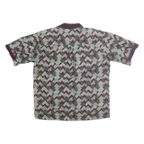 MICHAEL THOMAS Mens Burgundy Green & Cream Geometric Print Short Sleeve XL Polo