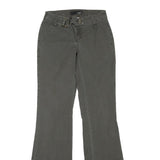 Womens Cotton Blend Grey Regular Fit Wide-Leg Trousers W24 L32 Belt Detail