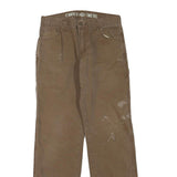 DICKIES Womens Regular Fit Brown Cotton Blend Straight Leg Trousers W32 L32