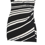 LAUREN RALPH LAUREN Womens Black & White Striped Day Polyester Dress L